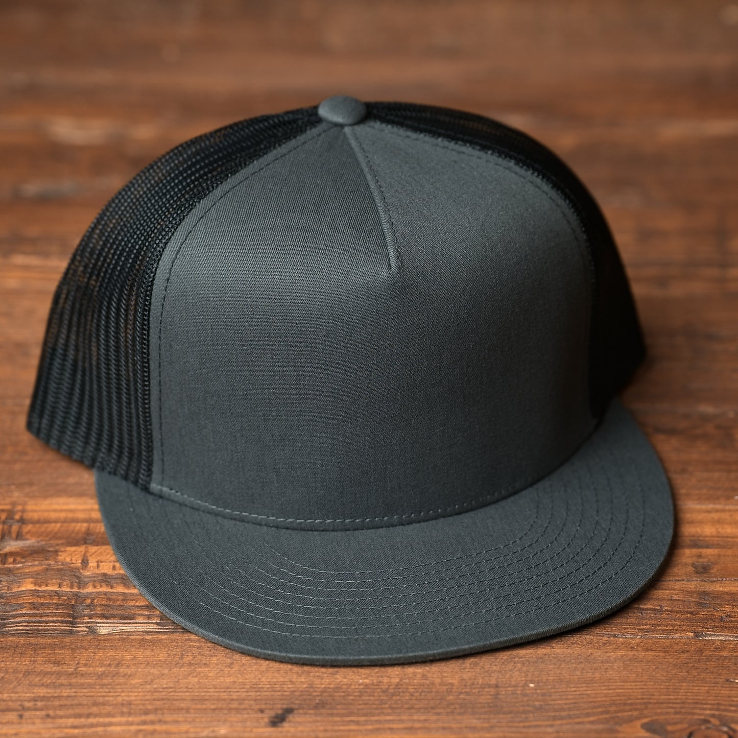 Charcoal grey and black flatbill snapback hat