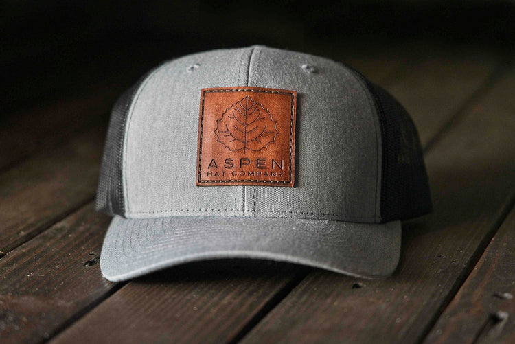 Handcrafted leather patch trucker hat made in Arizona