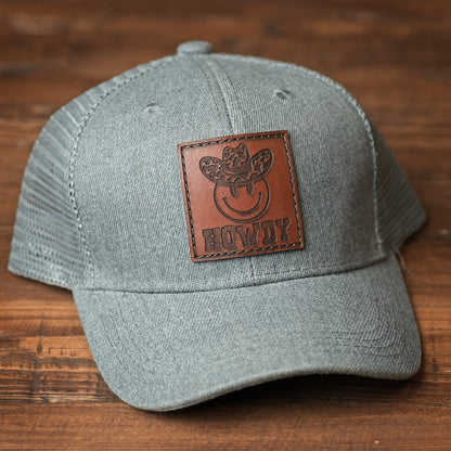 Youth & Infant Howdy Smiley Face Leather Patch Hat