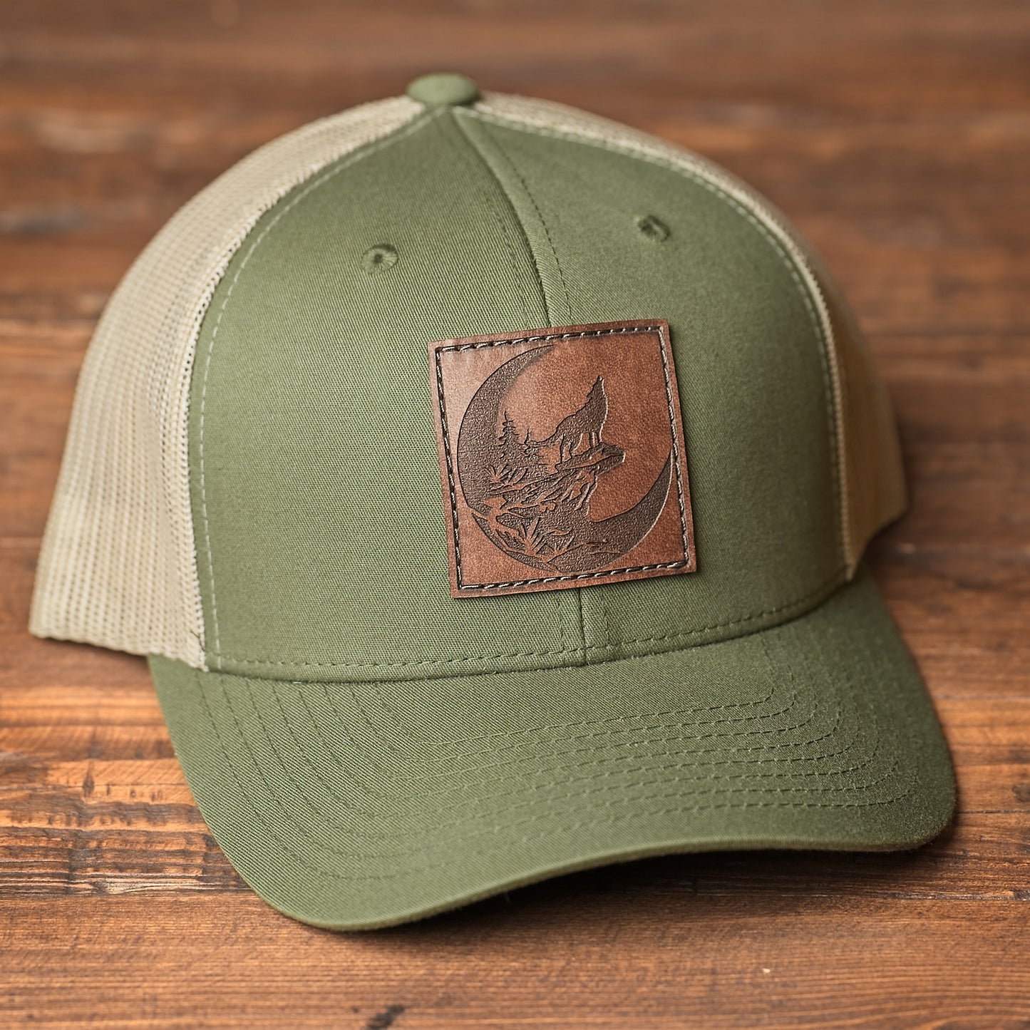 Howling Wolf Leather Patch Hat
