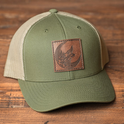 Howling Wolf Leather Patch Hat