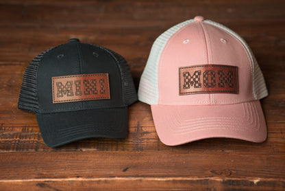 Mom & Dad Checkered Leather Patch Hat