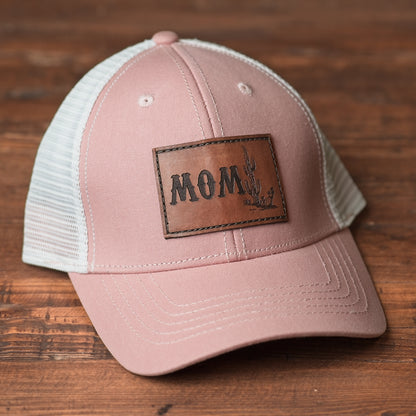Mom Cactus Leather Patch Hat