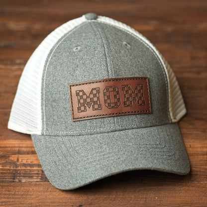 Mom & Dad Checkered Leather Patch Hat