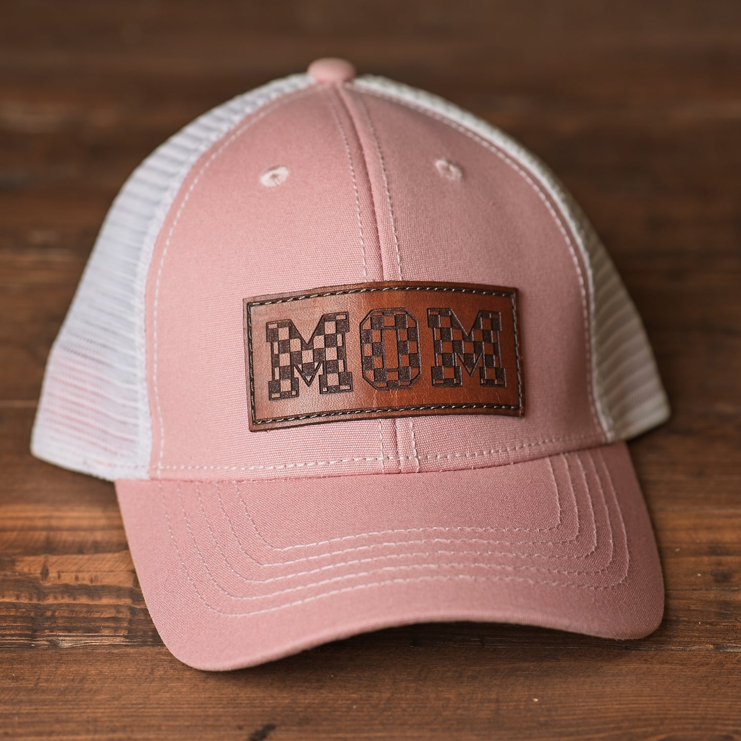 Mom & Dad Checkered Leather Patch Hat
