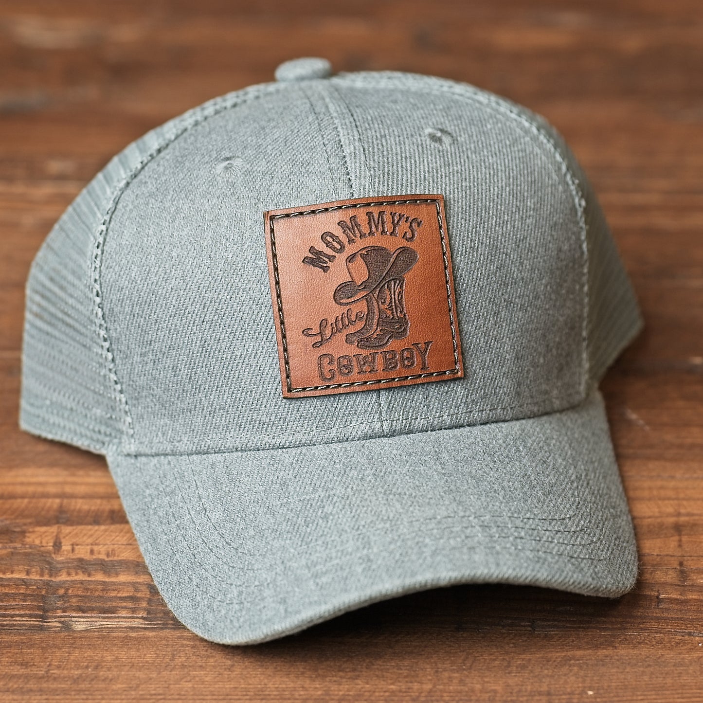 Youth & Infant Mommy's Little Cowboy Leather Patch Hat