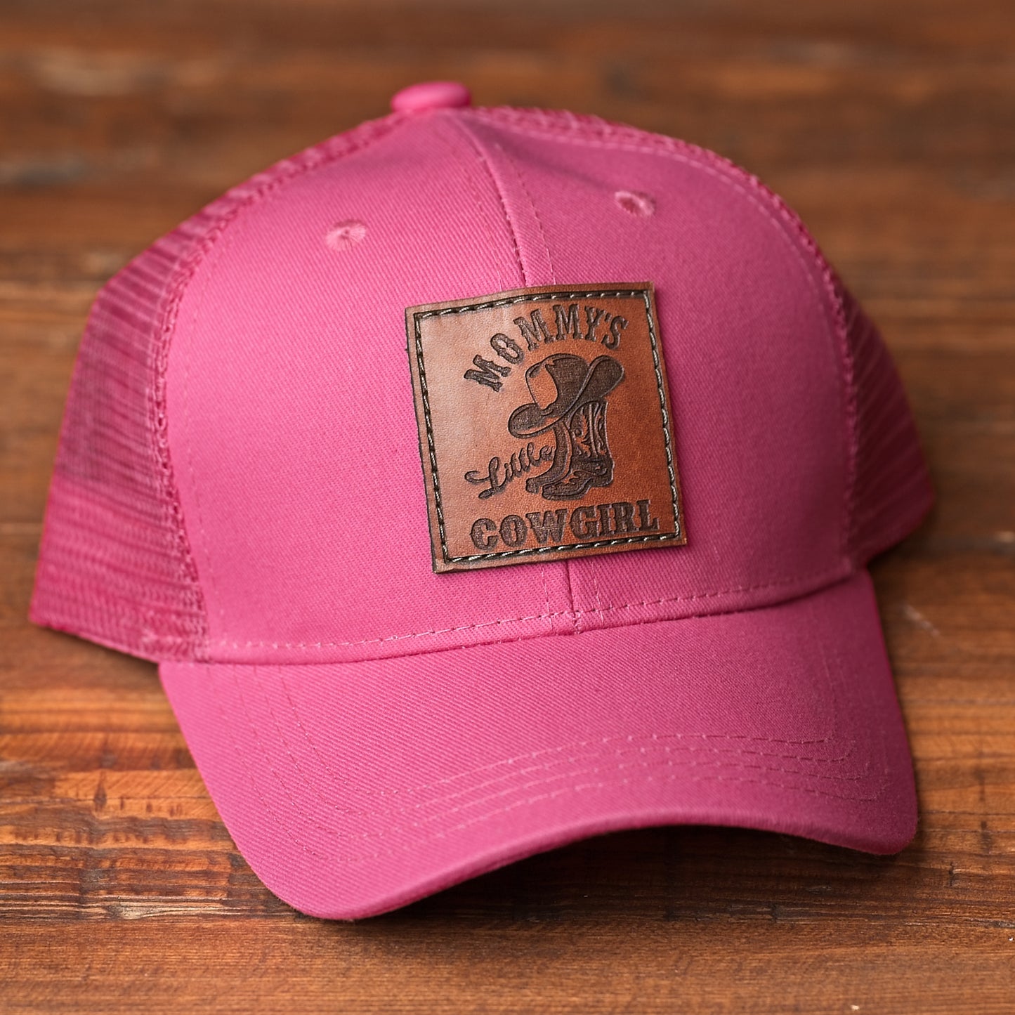 Youth & Infant Mommy's Little Cowgirl Leather Patch Hat